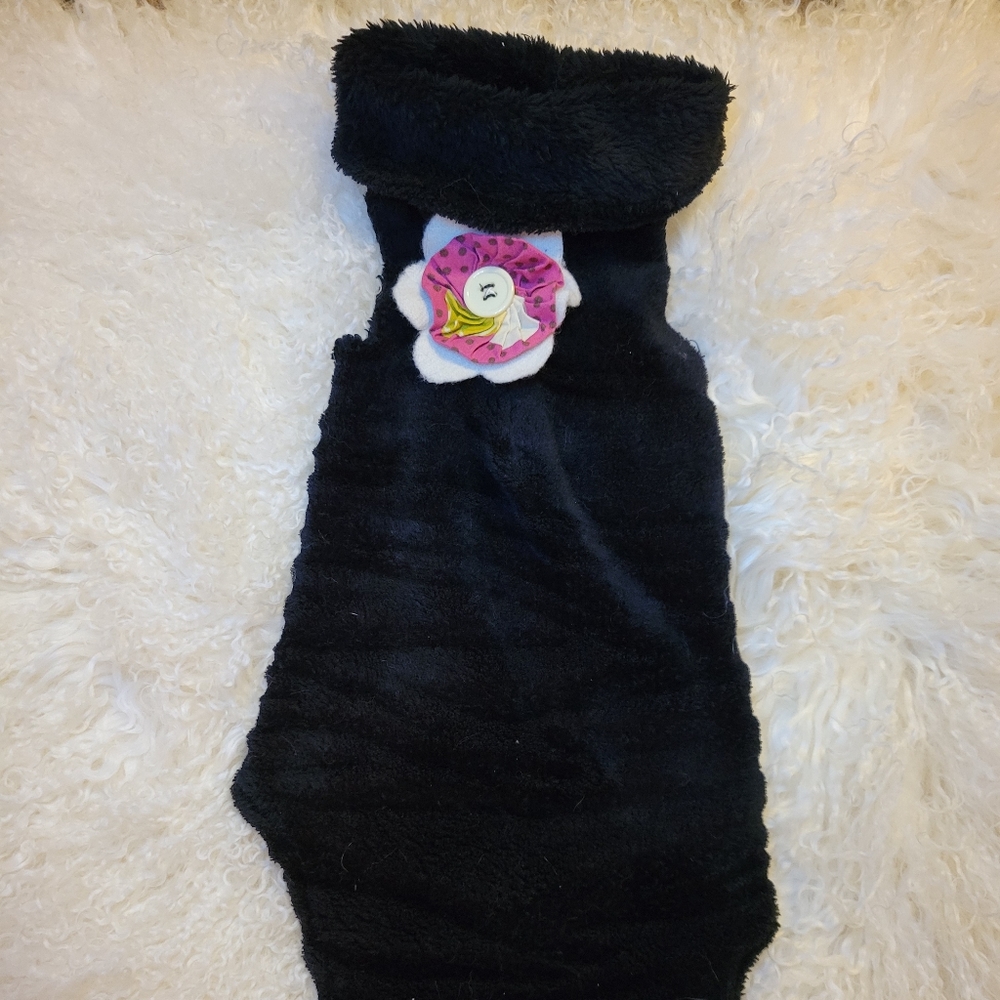 Vtg Dachshund Super Soft Cozy Plush Shirt Coat Button Flowers Accent Sz M